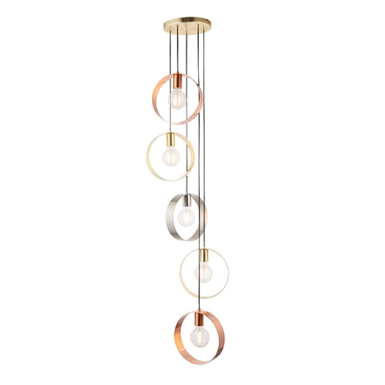 Hoop 5 Lights Ceiling Pendant Light In Brushed Brass