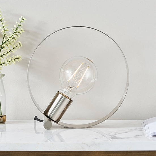 Hoop LED Table Lamp In Brushed Nickel
