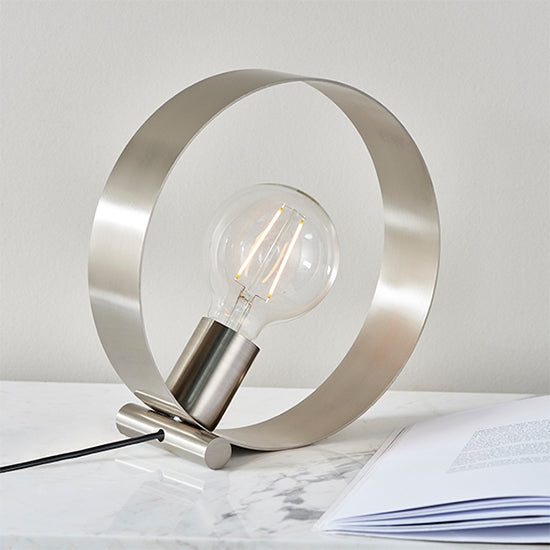 Hoop LED Table Lamp In Brushed Nickel