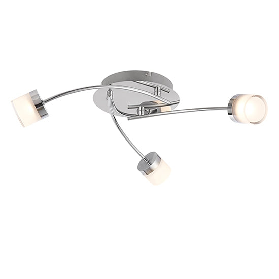 Ikos 3 Lights Frosted Acrylic Semi Flush Ceiling Light In Chrome