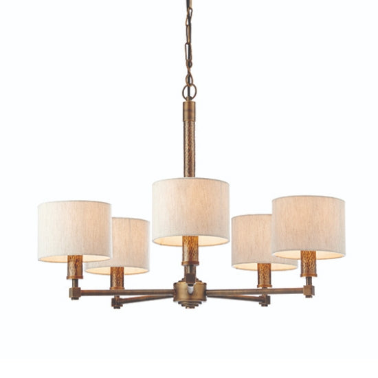 Indara 5 Lights Natural Linen Shade Ceiling Pendant Light