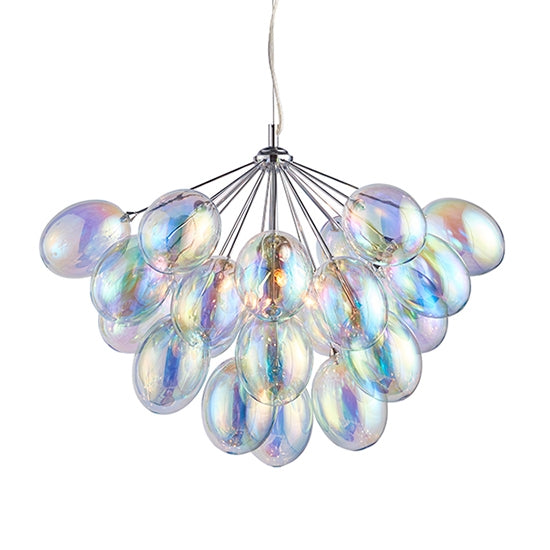 Infinity 6 Lights Iridescent Glass Shades Ceiling Pendant Light In Chrome
