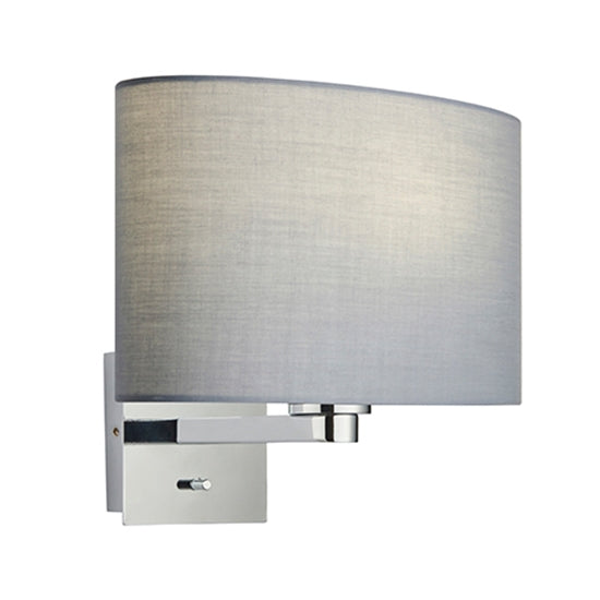 Issac Cool Grey Ellipse Shade Wall Light In Polished Chrome