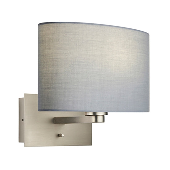 Issac Cool Grey Ellipse Shade Wall Light With USB In Matt Nickel