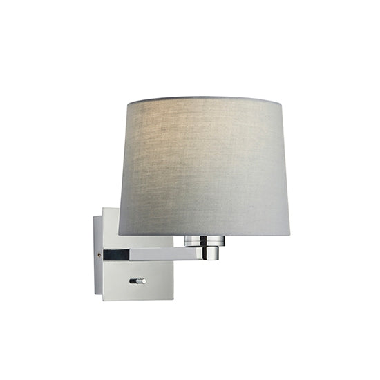 Issac Cool Grey Taper Cylinder Shade Wall Light In Polished Chrome