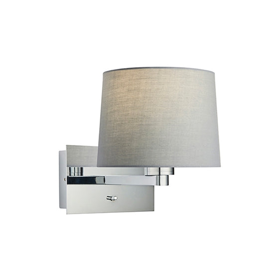 Issac Cool Grey Taper Cylinder Shade Wall Light With USB In Polished Chrome