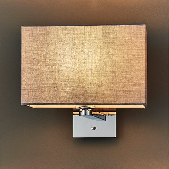 Issac Rectangular Cool Grey Shade Wall Light In Polished Chrome