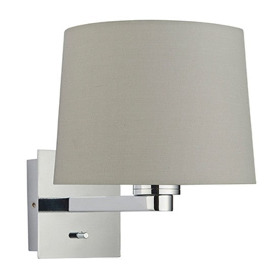 Issac Taupe Fabric Taper Cylinder Shade Wall Light In Polished Chrome