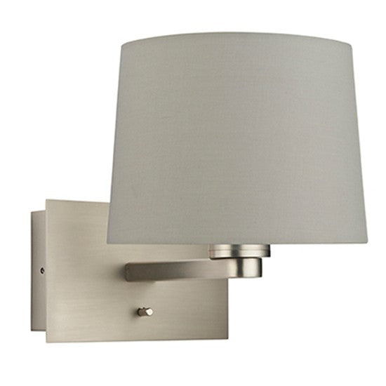 Issac Taupe Fabric Taper Cylinder Shade Wall Light With USB In Matt Nickel