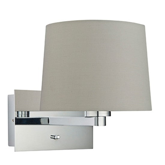 Issac Taupe Fabric Taper Cylinder Shade Wall Light With USB In Polished Chrome