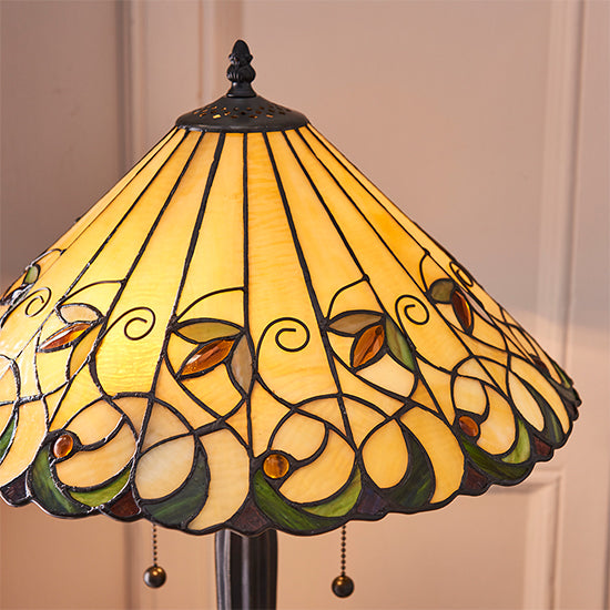 Jamelia Medium Tiffany Glass Table Lamp In Dark Bronze