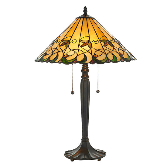 Jamelia Medium Tiffany Glass Table Lamp In Dark Bronze