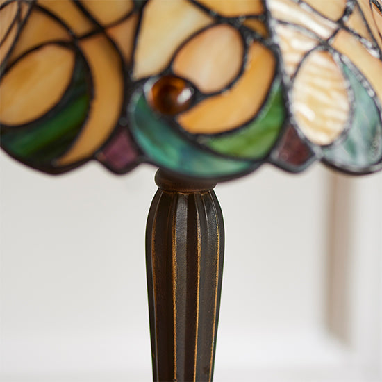 Jamelia Mini Tiffany Glass Table Lamp In Dark Bronze