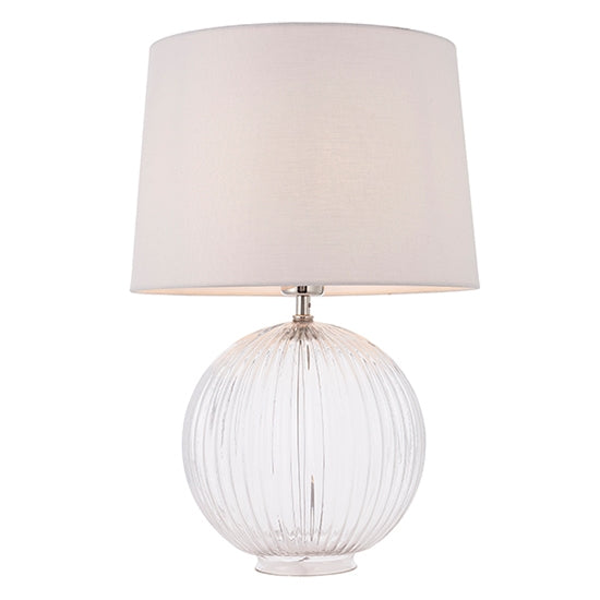 Jemma And Mia Vintage White Shade Table Lamp With Clear Ribbed Base