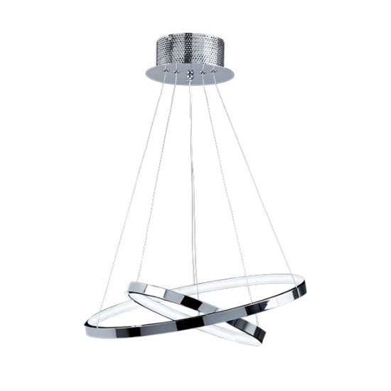 Kline 2 Ring Ceiling Pendant Light Polished Chrome Frosted Diffuser