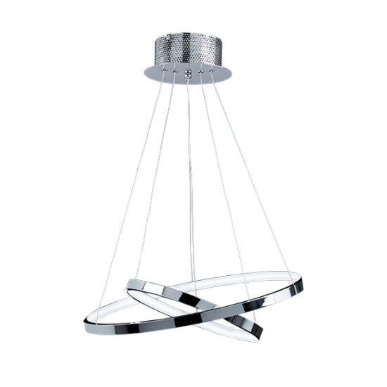 Kline 2 Ring Ceiling Pendant Light In Polished Chrome With Frosted Diffuser