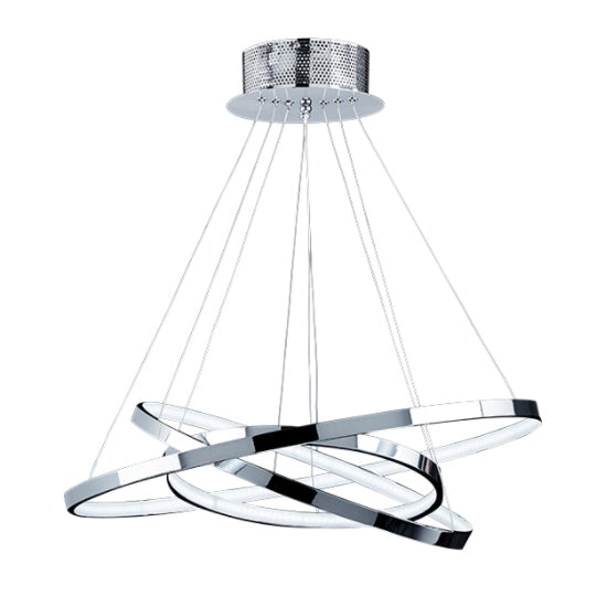 Kline 3 Ring Ceiling Pendant Light In Polished Chrome With Frosted Diffuser