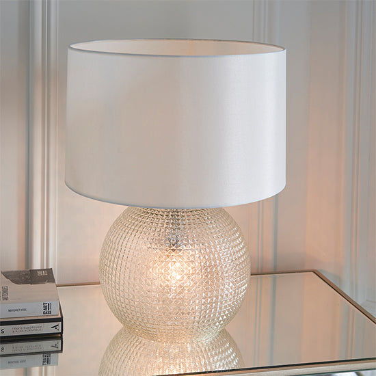 Knighton 2 Lights Table Lamp With Clear Prism Patterned Glass Base