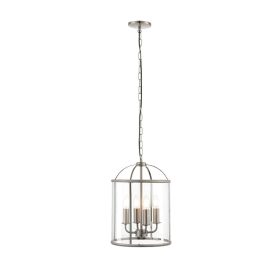 Lambeth 4 Lights Clear Glass Ceiling Pendant Light Satin Nickel