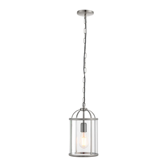Lambeth Clear Glass Ceiling Pendant Light Satin Nickel