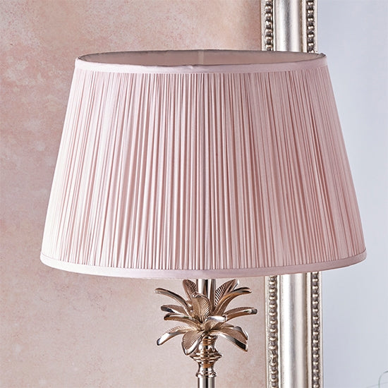 Leaf And Freya Medium Dusky Pink Shade Table Lamp In Polished Nickel