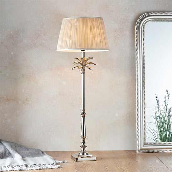 Leaf And Freya Tall Oyster Shade Table Lamp In Polished Nickel