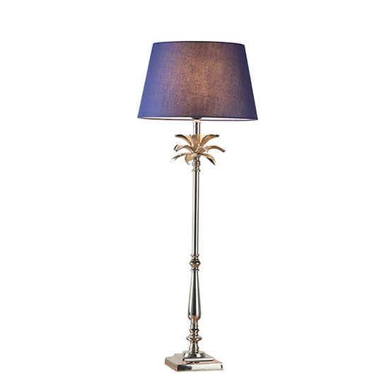 Leaf And Evie Navy Shade Table Lamp In Polished Nickel