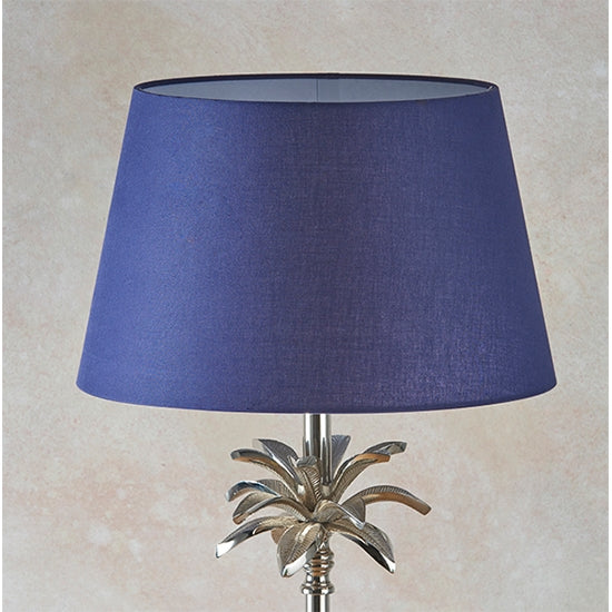 Leaf And Evie Navy Shade Table Lamp In Polished Nickel
