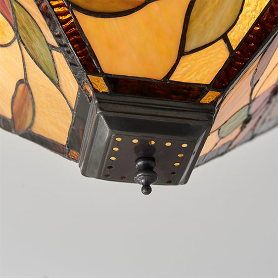 Lelani Medium 2 Lights Tiffany Glass Flush Ceiling Light In Dark Bronze