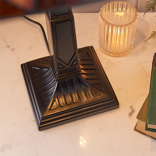 Lelani Medium Tiffany Glass Table Lamp In Dark Bronze