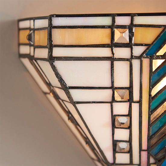 Lloyd Tiffany Glass Wall Light In Matt Black