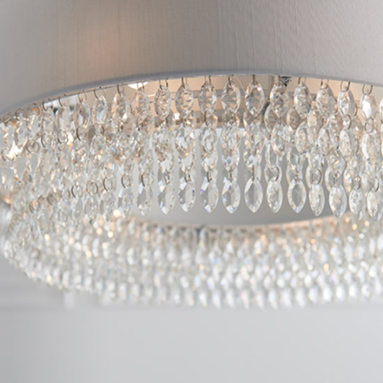 Malmesbury 6 Lights Fabric Shades Ceiling Pendant Light In Silver Grey