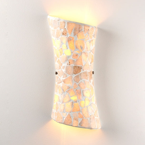 Marconi LED 2 Lights Natural Stone Mosaic Glass Wall Light In Satin Nickel