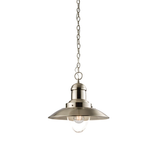 Mendip Clear Glass Ceiling Pendant Light In Satin Nickel