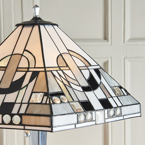 Metropolitan Tiffany Glass Floor Lamp In Polished Aluminium