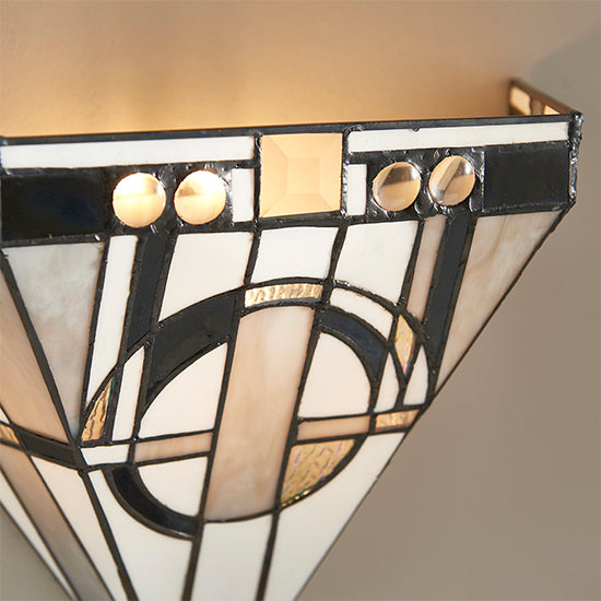 Metropolitan Tiffany Glass Wall Light In Matt Black