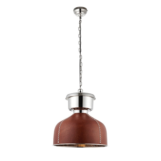 Michigan Light In Golden Brown Leather And Bright Nickel | Elegant