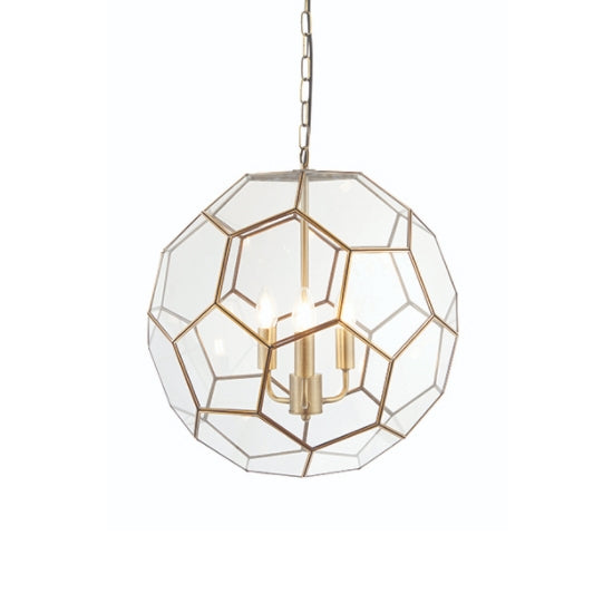 Miele 3 Lights Clear Glass Ceiling Pendant Light In Antique Brass