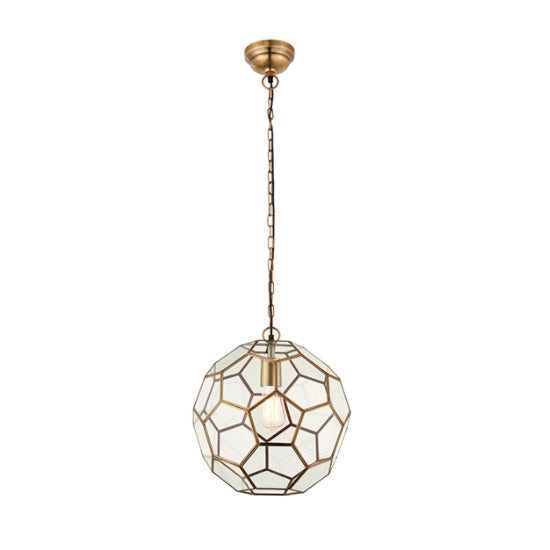 Miele Clear Glass Ceiling Pendant Light Antique Brass