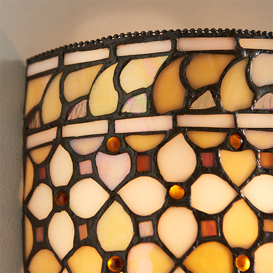 Mille Feux Tiffany Glass Wall Light In Matt Black