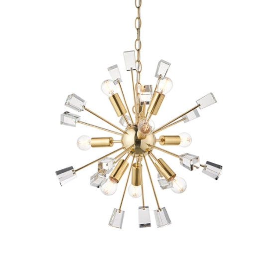 Miro 9 Lights Clear Crystal Ceiling Pendant Light Satin Brass