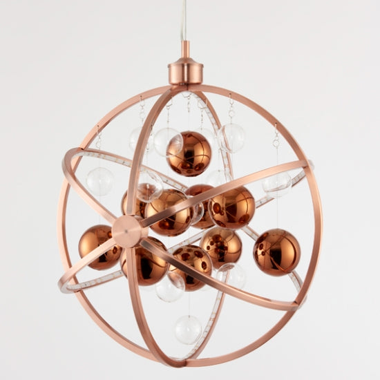Muni 480mm Clear Glass Ceiling Pendant Light In Polished Copper
