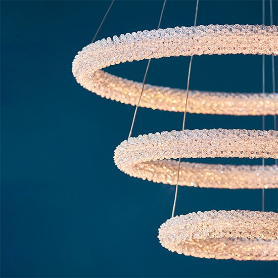 Neve LED 3 Rings Decorative Crystal Double Hoop Ceiling Pendant Light