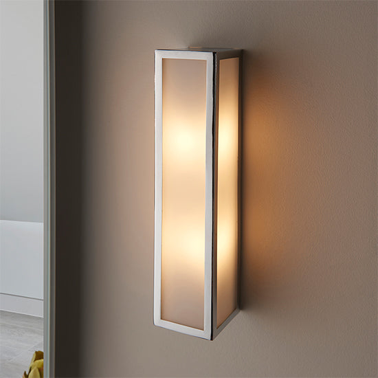 Newham 2 Lights Wall Light In Chrome With Frosted Glass Diffuser