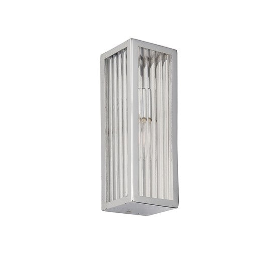 Newham Wall Light In Chrome With Clear Ribbed Glass Diffuser