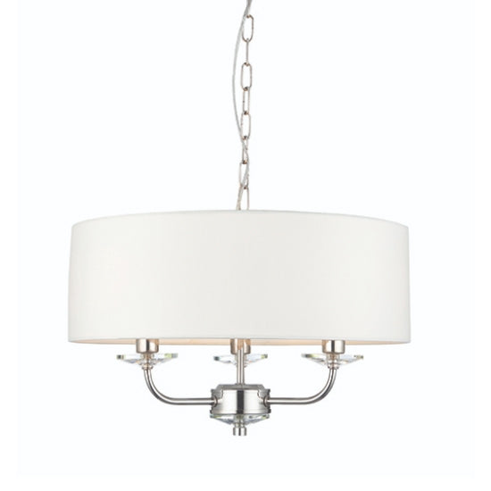 Nixon 3 Lights Vintage Fabric Ceiling Pendant Light Bright Nickel