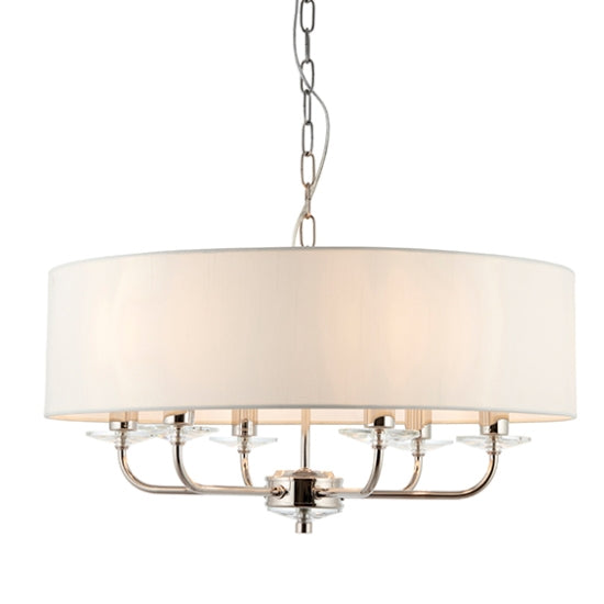 Nixon 6 Lights Vintage Fabric Ceiling Pendant Light Bright Nickel