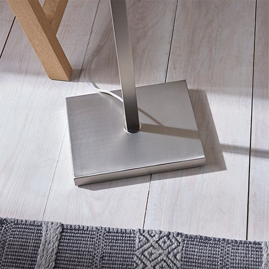 Norton Cool Grey Fabric Rectangular Shade Floor Lamp In Matt Nickel