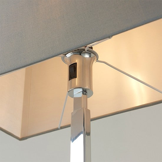 Norton Cool Grey Fabric Rectangular Shade Floor Lamp In Polished Chrome