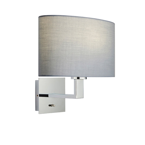 Norton Grey Ellipse Shade Wall Light In Polished Chrome